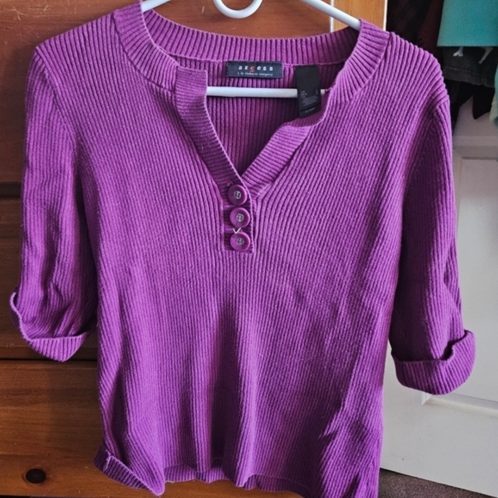 Axcess Magenta Ribbed Women's Blouse